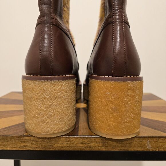 Coach Delaney Chelsea Boots Brown Leather Size 10 Chunky Lug Platform Sole Boho - Picture 16 of 16